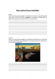 English Worksheet: Descriptive Wrting Activity