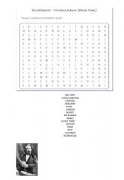 English Worksheet: Word Search - Charles Dickens