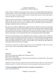 English Worksheet: Compare & Contrast Essay  Living in a city vs living in a rural area.