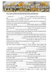 English Worksheet: The Great Fire of London (1666) - listening exercise