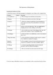 English worksheet: Features of a Play 