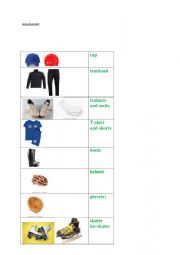 English Worksheet: Sports kit
