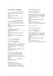 English Worksheet: Viva La Vida Worksheet