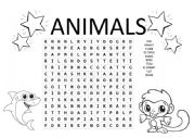 English Worksheet: Animals Word Search