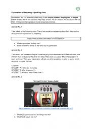 English Worksheet: Expressions of frequency - Speaking practice