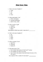 English Worksheet: Blind Date Video - Listening Task