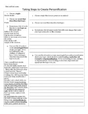 English Worksheet: Scaffolded Poetry: Personification
