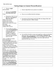 English Worksheet: Scaffolded Poetry: Personification