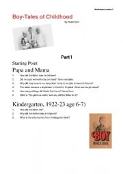 Boy tales of childhood worksheet 1