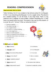 English Worksheet: Reading Comprehension  WH QUESTIONS