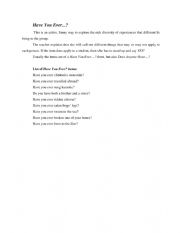 English Worksheet: Have you ever...?