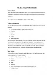 English worksheet: Media: Now and Then