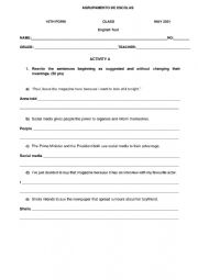 English Worksheet: Test 10th grade