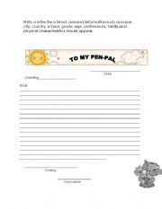 English Worksheet: Pen pal letter