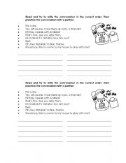 English Worksheet: Telephone conversation 