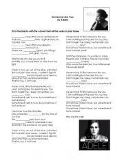 English Worksheet: Someone like you - song activity