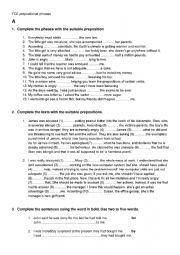 English Worksheet: FCE Exercises- Verbs, Nouns, adjectives with prepositions. A
