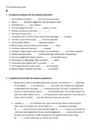 English Worksheet: FCE Exercises- Verbs, Nouns, adjectives with prepositions. B
