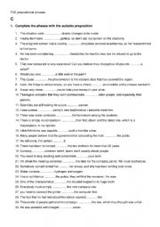 English Worksheet: FCE Exercises- Verbs, Nouns, adjectives with prepositions. C