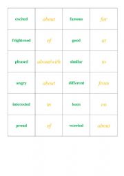 English Worksheet: adjectives + prepositions