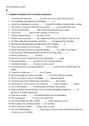 English Worksheet: FCE Exercises- Verbs, Nouns, adjectives with prepositions. D