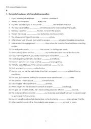 English Worksheet: FCE Exercises- Verbs, Nouns, adjectives with prepositions. E
