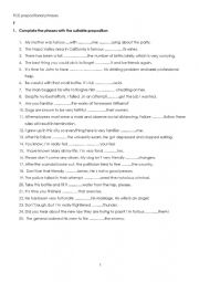 English Worksheet: FCE Exercises- Verbs, Nouns, adjectives with prepositions. F