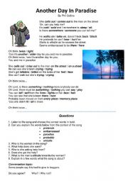 English Worksheet: another day in paradise