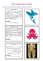 English Worksheet: Strange Water Creatures