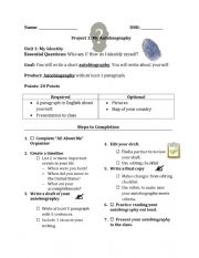 English Worksheet: Autobiography project