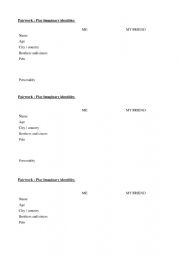 English Worksheet: Imaginary identities pairwork 