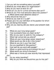 English Worksheet: Job interview questions