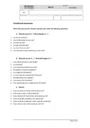 Grammar worksheet on the conditional clauses