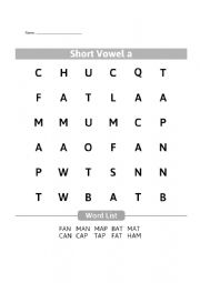 English Worksheet: Short Vowel A Puzzle