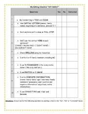 Editing checklist writing task
