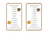 Fall Foods Scattergories Game