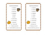 English Worksheet: Fall Foods Scattergories Game