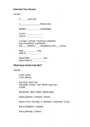 English Worksheet: Describe a Person