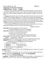 English Worksheet: the first unit of first year classes
