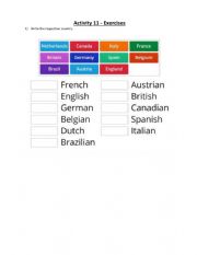 English Worksheet: Countries and Nationalities
