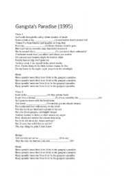 English Worksheet: Gangsta�s Paradise 