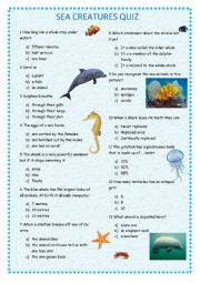 English Worksheet: SEA CREATURES QUIZ