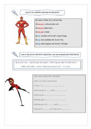 English Worksheet: descriptions superheroes