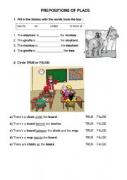English Worksheet: PREPOSITIONS OF PLACE