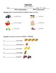 English Worksheet: There is/ There are fruit and vegetables