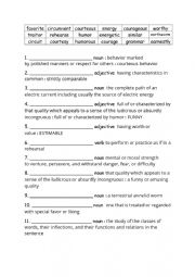 English Worksheet: Spelling Words Definitions Grade 6 Week 9