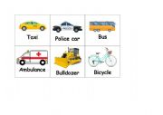 Vehicles syllable sorting game  