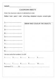 English Worksheet: School objects