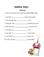 English Worksheet: PAST TENSE