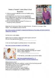 English Worksheet: video worksheet about Jamie Oliver�s food revolution